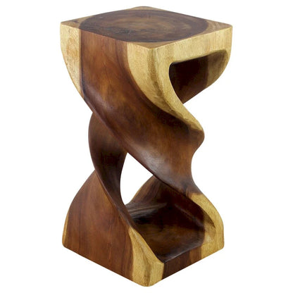 Table d'appoint Haussmann en bois à double torsion, 30,5 cm x 58,5 cm x 58,5 cm, finition chêne huilé