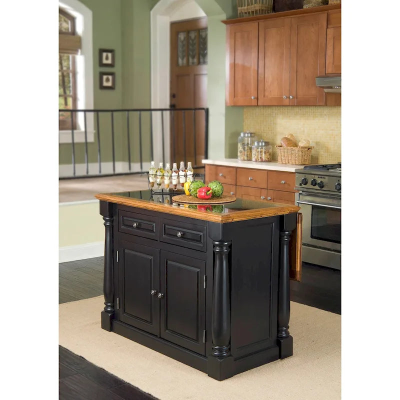 Monarch Black and Oak Kitchen Island
