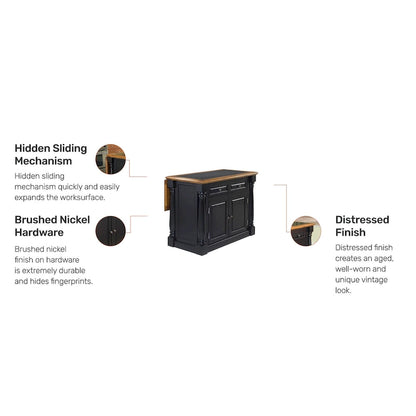 Îlot de cuisine Monarch noir et chêne