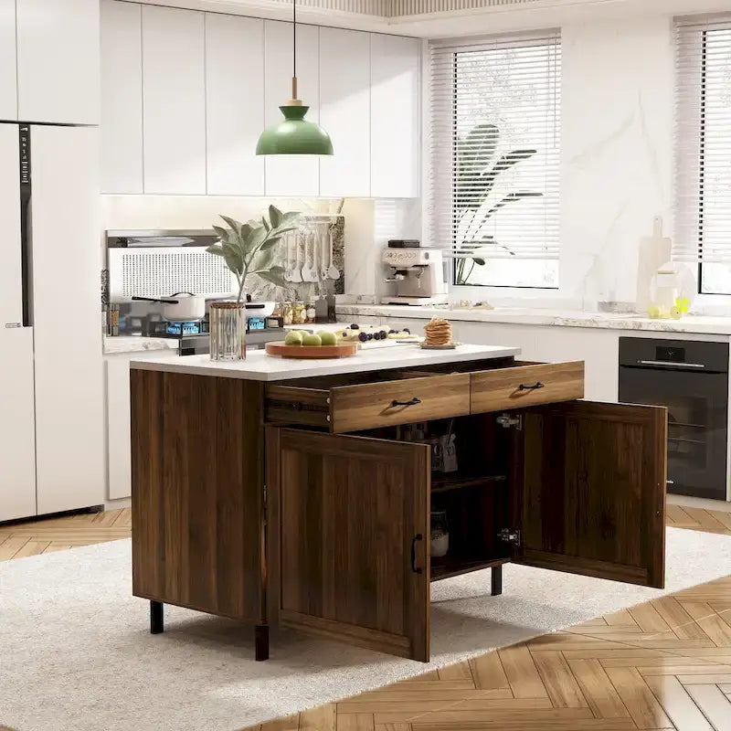 Îlot de bar avec meuble multifonctionnel en marbre - Sublimez votre décoration intérieure