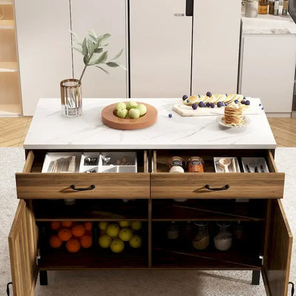 Îlot de bar avec meuble multifonctionnel en marbre - Sublimez votre décoration intérieure