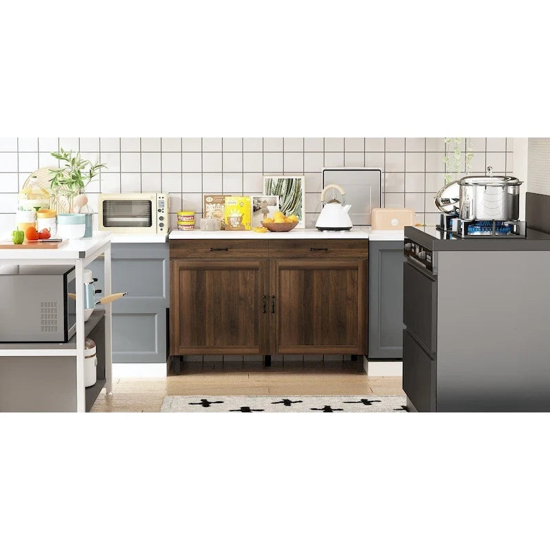 Îlot de bar avec meuble multifonctionnel en marbre - Sublimez votre décoration intérieure