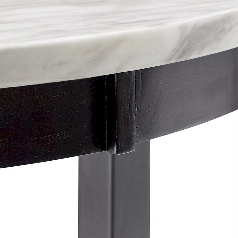 Ensemble de salle à manger rond Balmforth en faux marbre blanc par iNSPIRE Q Classic