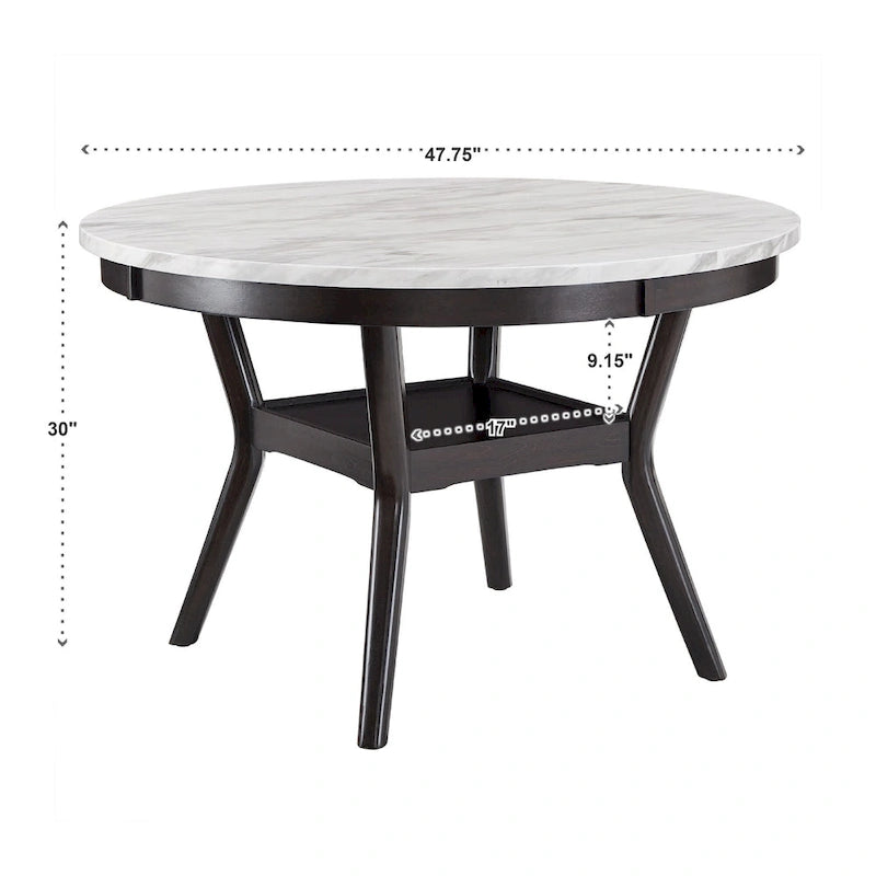 Ensemble de salle à manger rond Balmforth en faux marbre blanc par iNSPIRE Q Classic