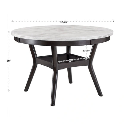 Ensemble de salle à manger rond Balmforth en faux marbre blanc par iNSPIRE Q Classic