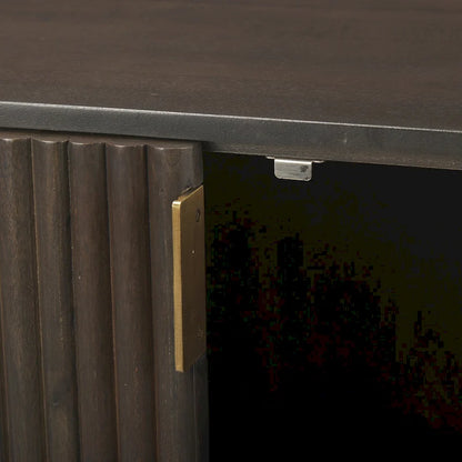 Buffet cannelé en bois massif brun foncé Terra - 72,0 cm (L) x 18,5 cm (l) x 32,0 cm (H)