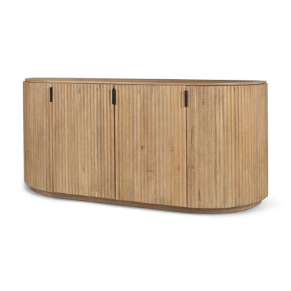 Buffet cannelé en bois massif brun foncé Terra - 72,0 cm (L) x 18,5 cm (l) x 32,0 cm (H)