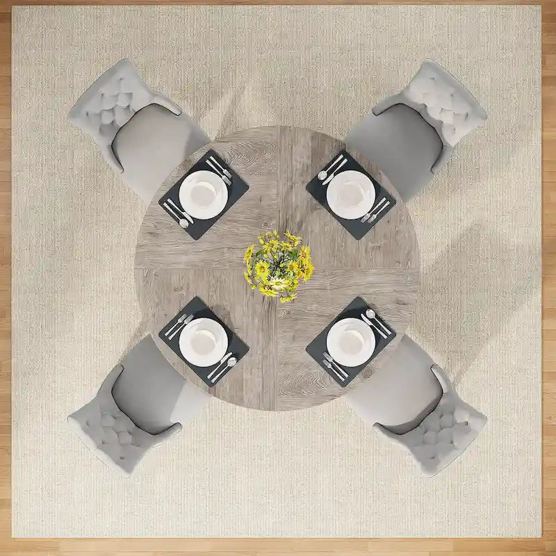 Table de salle à manger ronde pour 4 personnes, table de cuisine de style campagnard de 120 cm, petite table à manger en bois pour salle à manger ou salon