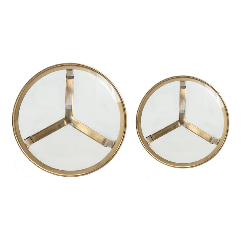 Tables rondes Verrill en acrylique et fer - Lot de 2 - Structure dorée - Plateau transparent