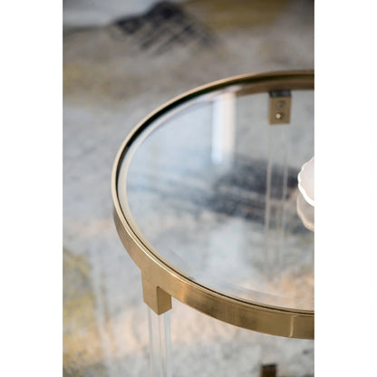 Tables rondes Verrill en acrylique et fer - Lot de 2 - Structure dorée - Plateau transparent