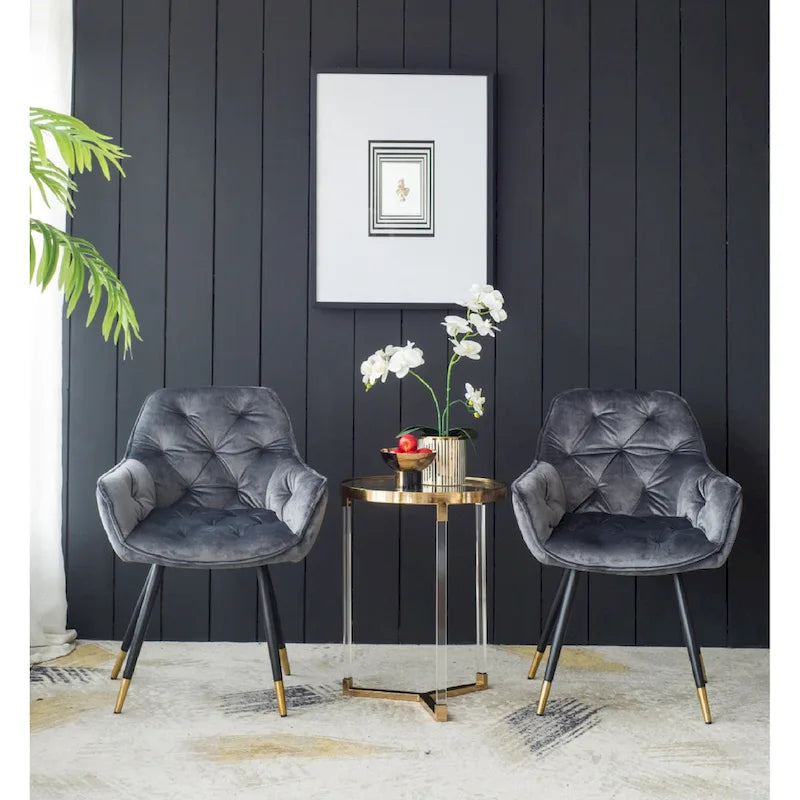 Tables rondes Verrill en acrylique et fer - Lot de 2 - Structure dorée - Plateau transparent