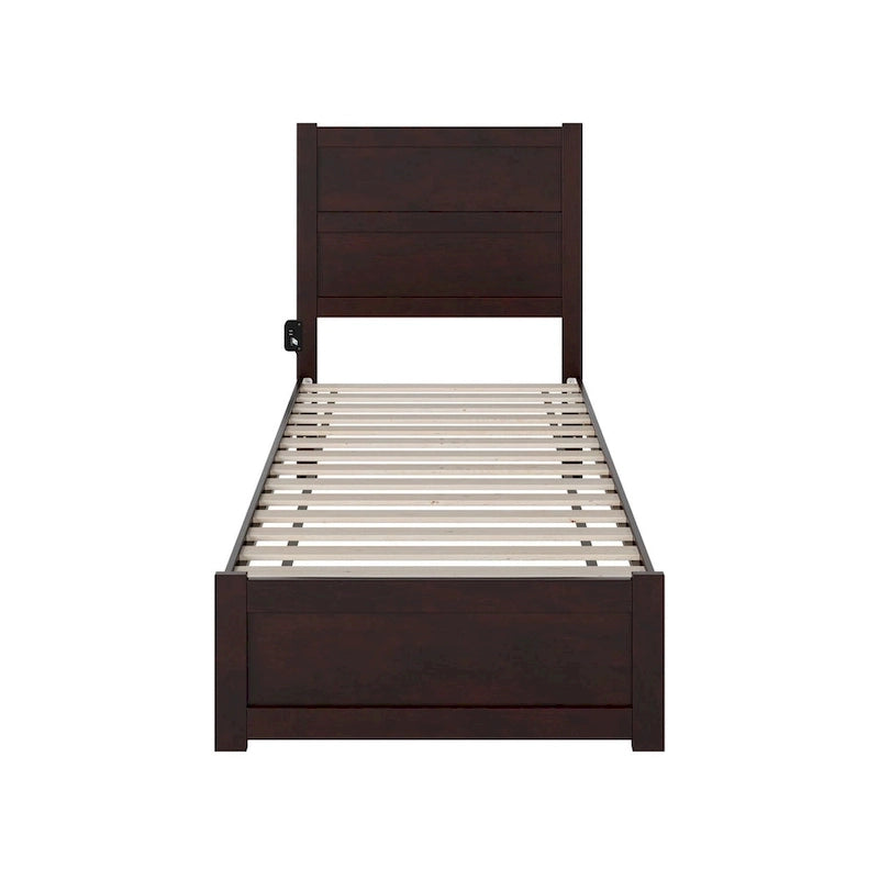 Lit plateforme NoHo Twin XL avec pied de lit couleur expresso