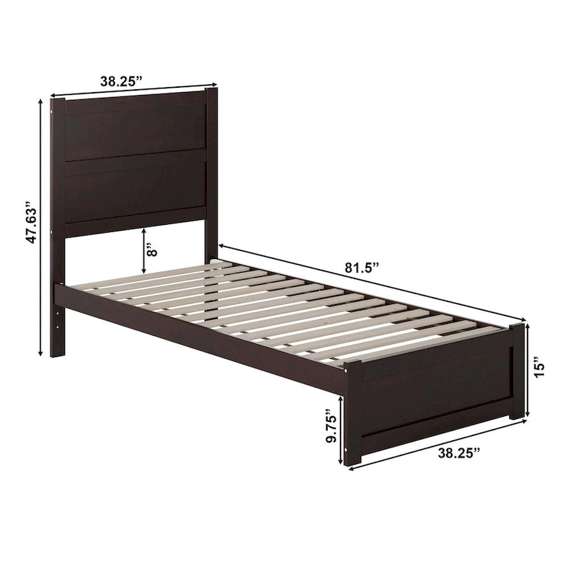 Lit plateforme NoHo Twin XL avec pied de lit couleur expresso