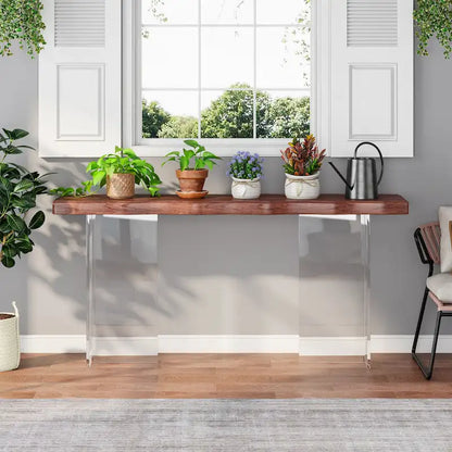 Console de 119 cm (47 pouces) avec pieds en acrylique pour entrée ou couloir, table d'appoint