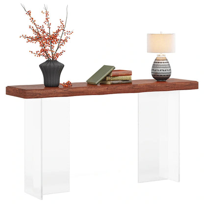 Console de 119 cm (47 pouces) avec pieds en acrylique pour entrée ou couloir, table d'appoint
