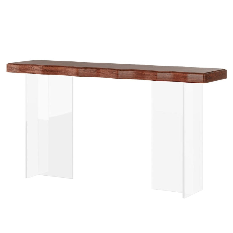 Console de 119 cm (47 pouces) avec pieds en acrylique pour entrée ou couloir, table d'appoint