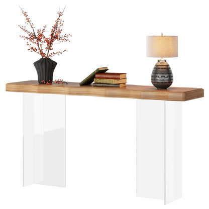 Console de 119 cm (47 pouces) avec pieds en acrylique pour entrée ou couloir, table d'appoint