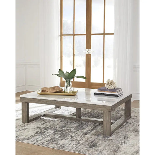 Signature Design by Ashley Loyaska Grayish Brown / Ivory Rectangular Coffee Table - 56W x 42D x 17H