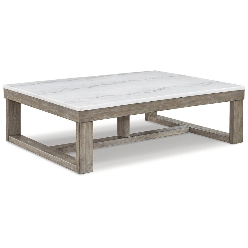 Table basse rectangulaire Signature Design by Ashley Loyaska, gris-brun/ivoire - 56 cm (L) x 42 cm (P) x 17 cm (H)