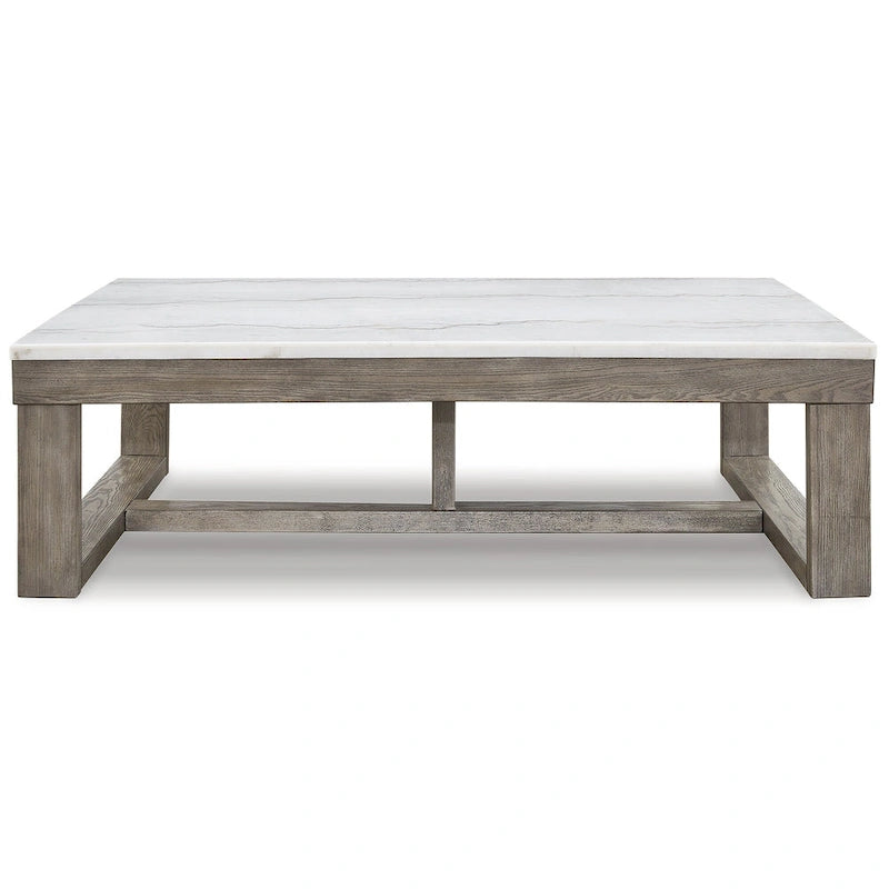 Table basse rectangulaire Signature Design by Ashley Loyaska, gris-brun/ivoire - 56 cm (L) x 42 cm (P) x 17 cm (H)
