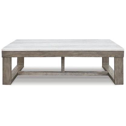 Table basse rectangulaire Signature Design by Ashley Loyaska, gris-brun/ivoire - 56 cm (L) x 42 cm (P) x 17 cm (H)