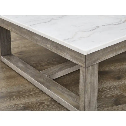Table basse rectangulaire Signature Design by Ashley Loyaska, gris-brun/ivoire - 56 cm (L) x 42 cm (P) x 17 cm (H)