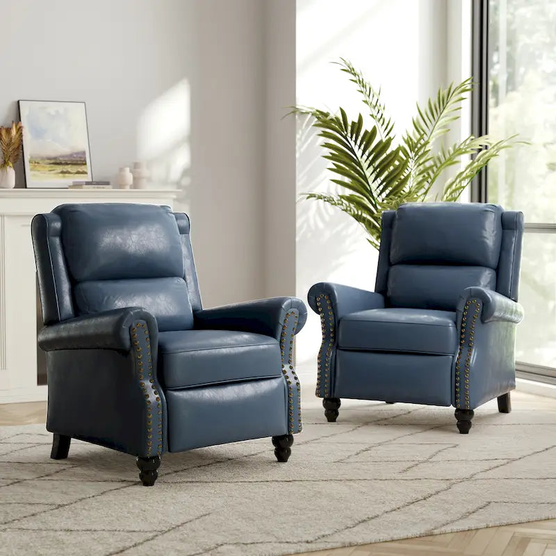 Ensemble de 2 fauteuils inclinables modernes à assise rembourrée avec revêtement en cuir PU/tissu