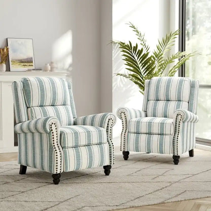 Ensemble de 2 fauteuils inclinables modernes à assise rembourrée avec revêtement en cuir PU/tissu
