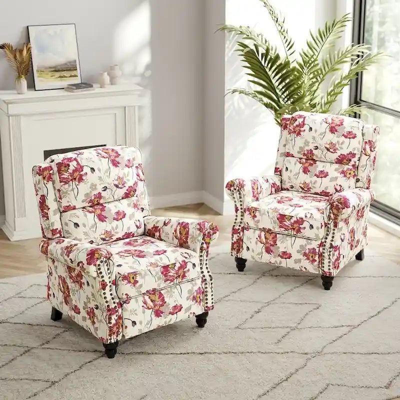 Ensemble de 2 fauteuils inclinables modernes à assise rembourrée avec revêtement en cuir PU/tissu