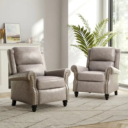 Ensemble de 2 fauteuils inclinables modernes à assise rembourrée avec revêtement en cuir PU/tissu