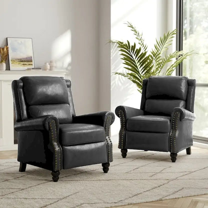 Ensemble de 2 fauteuils inclinables modernes à assise rembourrée avec revêtement en cuir PU/tissu
