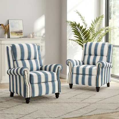 Ensemble de 2 fauteuils inclinables modernes à assise rembourrée avec revêtement en cuir PU/tissu