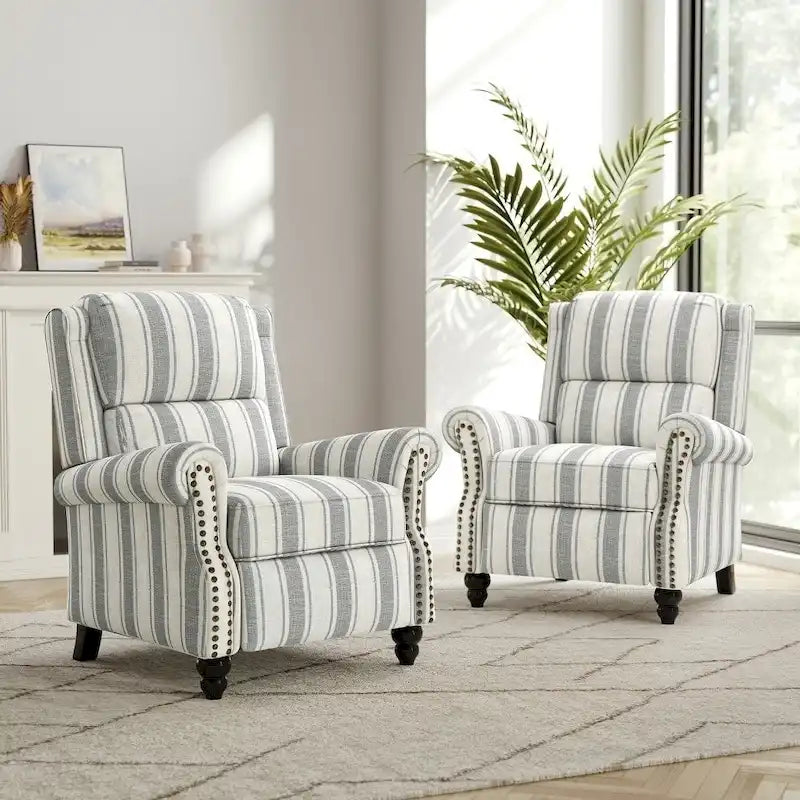 Ensemble de 2 fauteuils inclinables modernes à assise rembourrée avec revêtement en cuir PU/tissu
