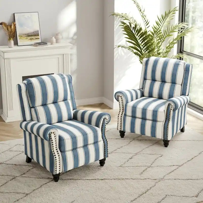Ensemble de 2 fauteuils inclinables modernes à assise rembourrée avec revêtement en cuir PU/tissu