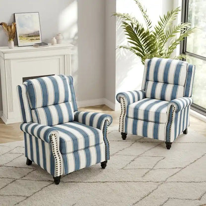 Ensemble de 2 fauteuils inclinables modernes à assise rembourrée avec revêtement en cuir PU/tissu