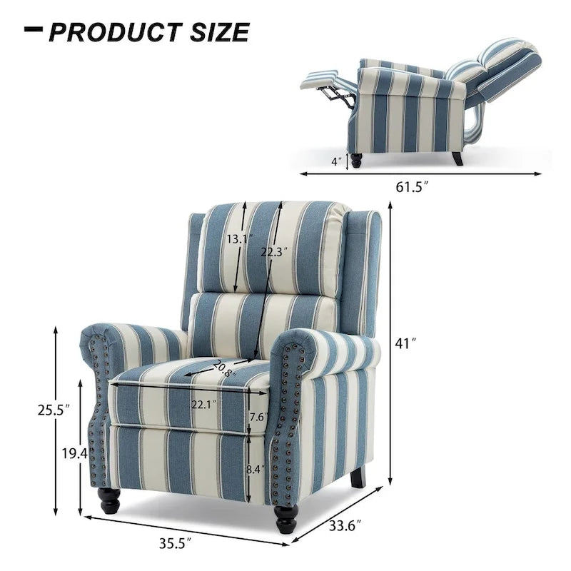 Ensemble de 2 fauteuils inclinables modernes à assise rembourrée avec revêtement en cuir PU/tissu