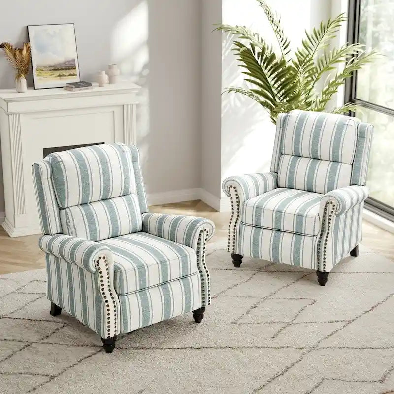 Ensemble de 2 fauteuils inclinables modernes à assise rembourrée avec revêtement en cuir PU/tissu