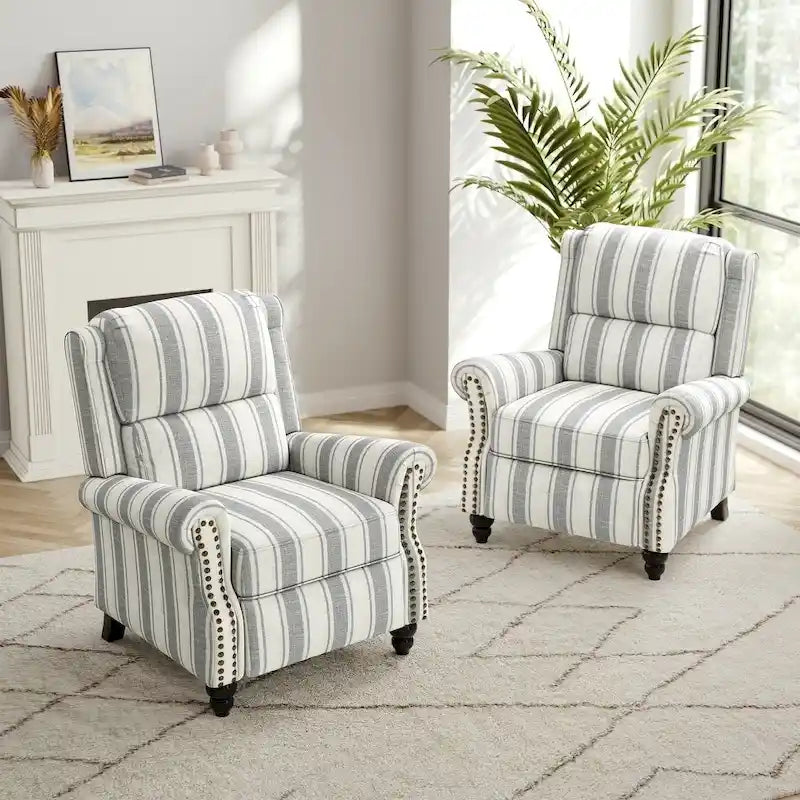 Ensemble de 2 fauteuils inclinables modernes à assise rembourrée avec revêtement en cuir PU/tissu