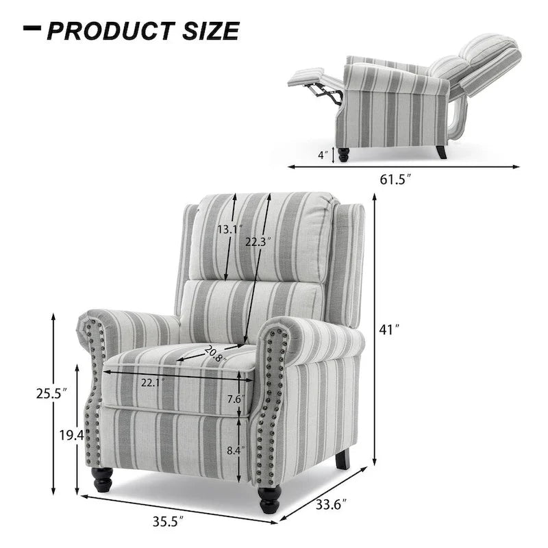 Ensemble de 2 fauteuils inclinables modernes à assise rembourrée avec revêtement en cuir PU/tissu