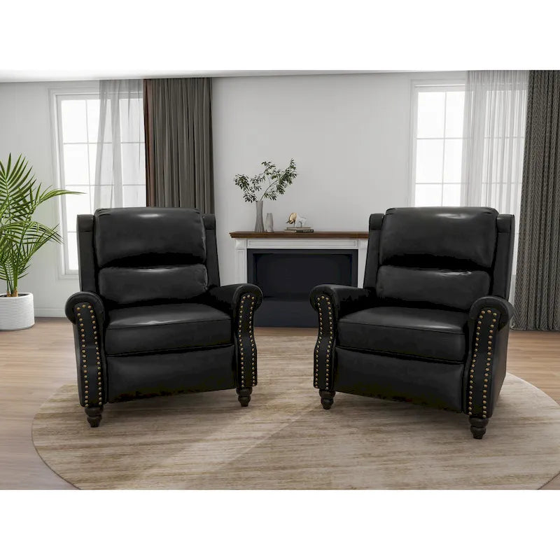 Ensemble de 2 fauteuils inclinables modernes à assise rembourrée avec revêtement en cuir PU/tissu
