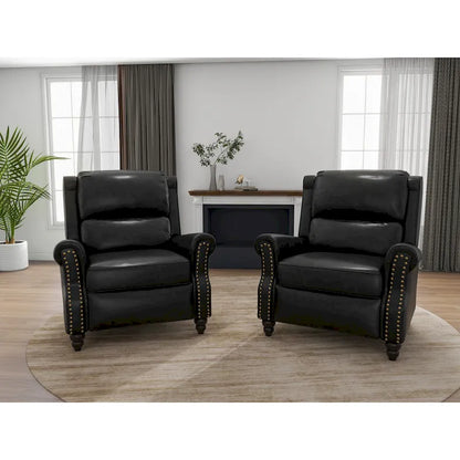 Ensemble de 2 fauteuils inclinables modernes à assise rembourrée avec revêtement en cuir PU/tissu