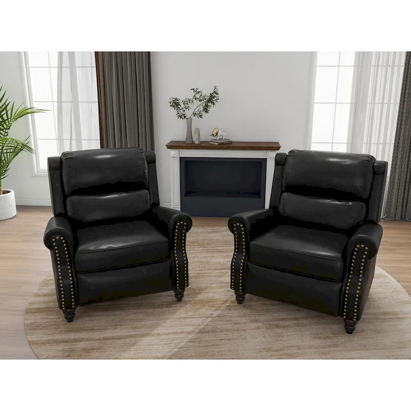 Ensemble de 2 fauteuils inclinables modernes à assise rembourrée avec revêtement en cuir PU/tissu
