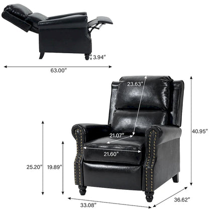 Ensemble de 2 fauteuils inclinables modernes à assise rembourrée avec revêtement en cuir PU/tissu