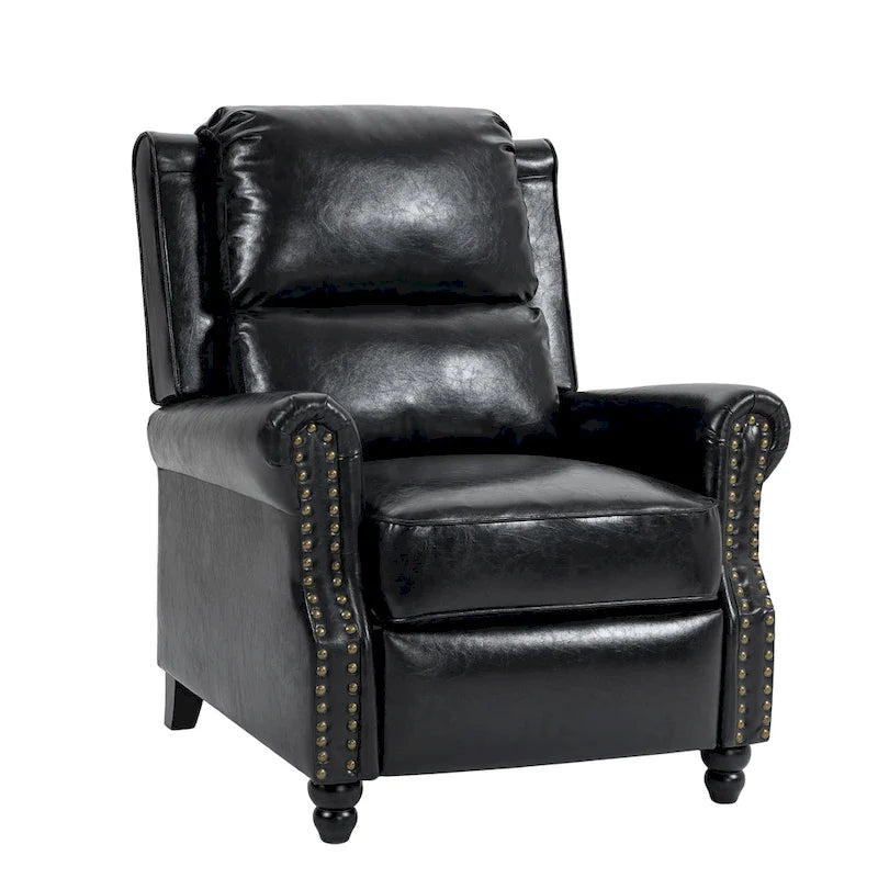 Ensemble de 2 fauteuils inclinables modernes à assise rembourrée avec revêtement en cuir PU/tissu