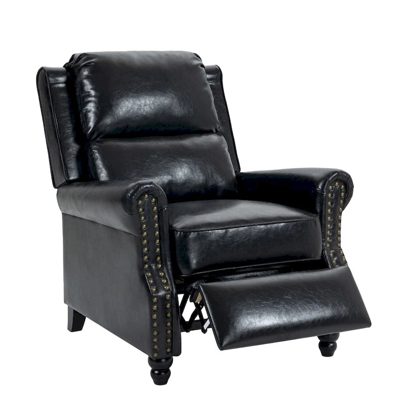 Ensemble de 2 fauteuils inclinables modernes à assise rembourrée avec revêtement en cuir PU/tissu