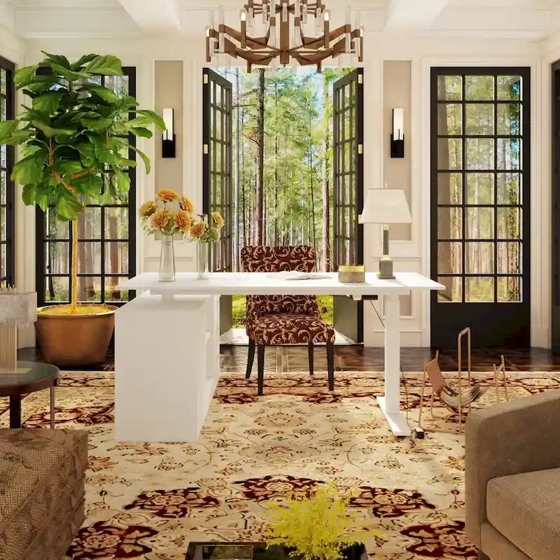 Solution de bureau : Bureau assis-debout électrique réglable en hauteur 63 cm, blanc