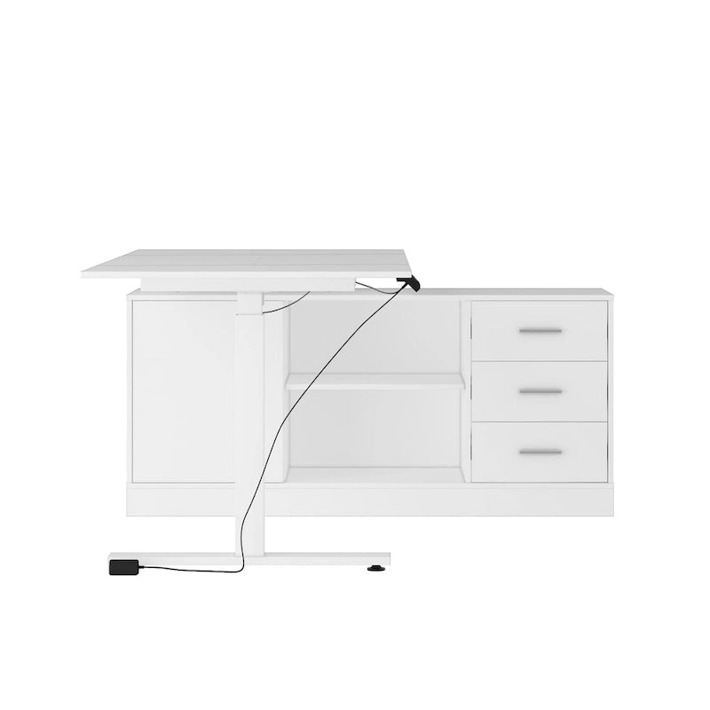 Solution de bureau : Bureau assis-debout électrique réglable en hauteur 63 cm, blanc