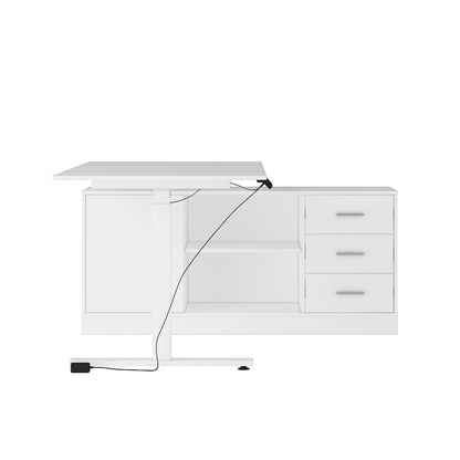 Solution de bureau : Bureau assis-debout électrique réglable en hauteur 63 cm, blanc