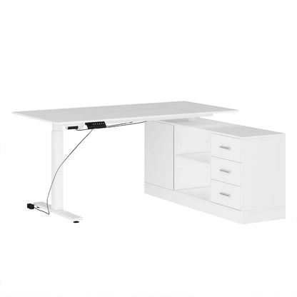 Solution de bureau : Bureau assis-debout électrique réglable en hauteur 63 cm, blanc