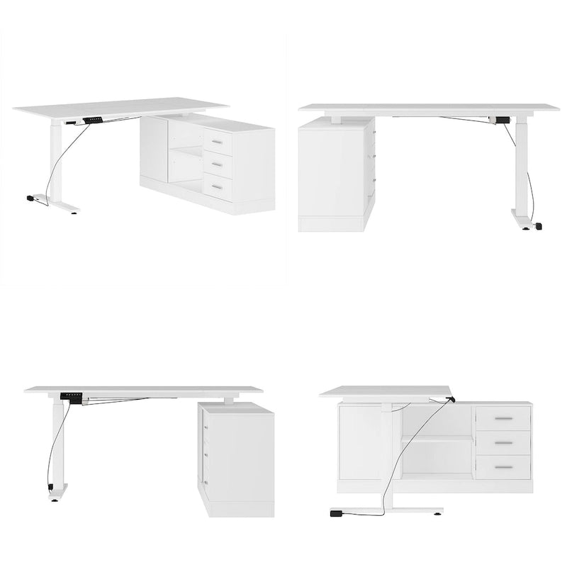 Solution de bureau : Bureau assis-debout électrique réglable en hauteur 63 cm, blanc